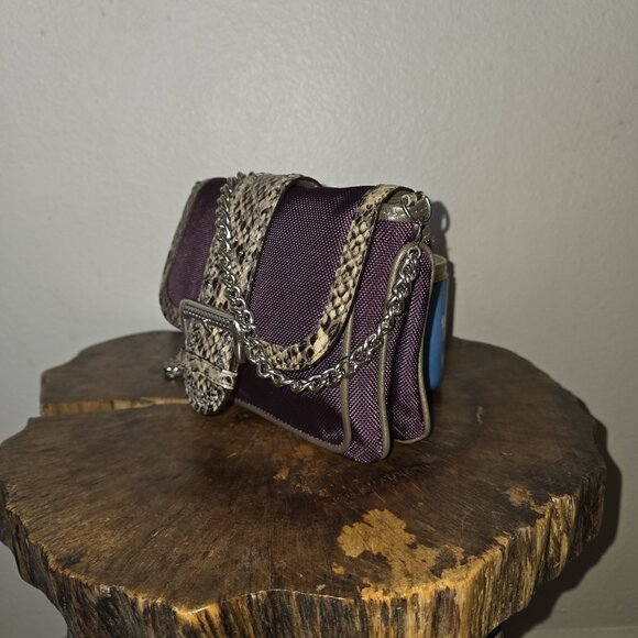 Brighton Portland Plumberry Purple Nylon & Embossed Leather Buckle Flap Silver - Picture 3 of 15